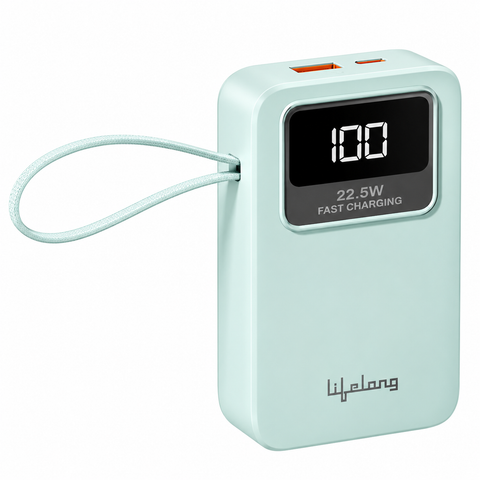 Lifelong 10000mAh Power Bank 22.5W Fast Charging | Digital LED Display, USB & Type-C Portable Charger