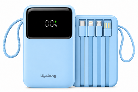 Lifelong 10000mAh 22.5W Fast Charging Power Bank | Digital Display with Built-In Multi Charging Cables