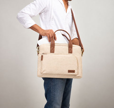 RUSH OXFORD 13 Inch Laptop Messenger Bag – Eco-Friendly Canvas Laptop Bag with Shoulder Strap, Handles & Multiple Pockets