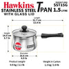 Hawkins Stainless Steel Tpan 1.5L with Glass Lid – Induction Compatible Cookware | Corporate Gift Essential