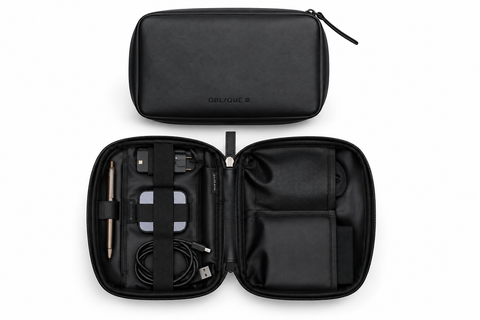 OBLIQUE SALLY Premium Tech Pouch | Faux Leather Travel Gadget Organizer