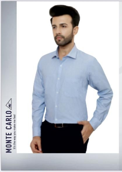 Monte Carlo Men's Sky Blue Oxford Cotton Shirt | Full Sleeve Shirt
