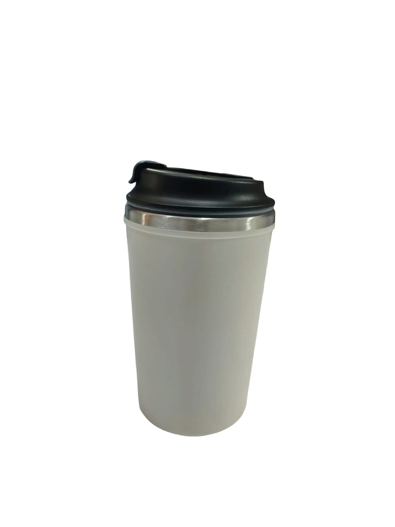White Stainless Steel Travel Coffee Tumbler with Black Spill-Resistant Lid | Reusable Insulated Cup for Office & Corporate Gifting Customize