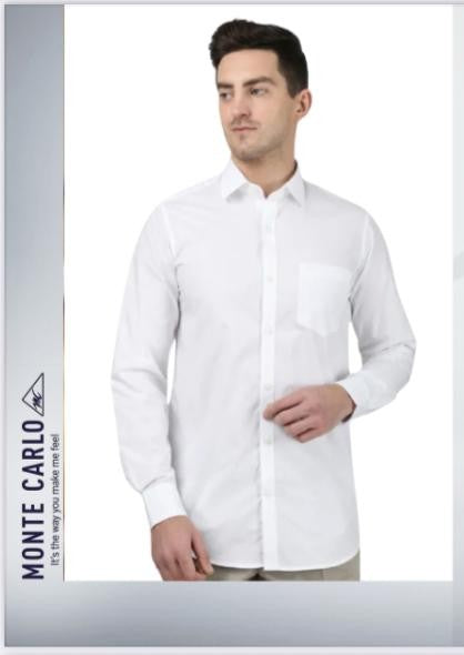 Monte Carlo Men's White Oxford Cotton Shirt | Full Sleeve Formal Shirt