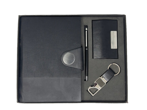 Black Executive Gift Set – Diary, Pen, Keychain & Card Holder | Corporate Gift Box