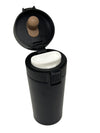 Black Flip-Top Travel Tumbler | Double Wall Insulated Stainless Steel Coffee Cup with Leak-Proof Lid