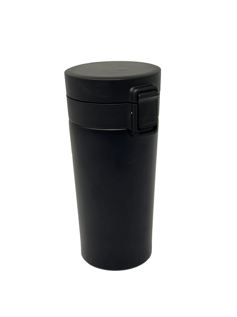 Black Flip-Top Travel Tumbler | Double Wall Insulated Stainless Steel Coffee Cup with Leak-Proof Lid