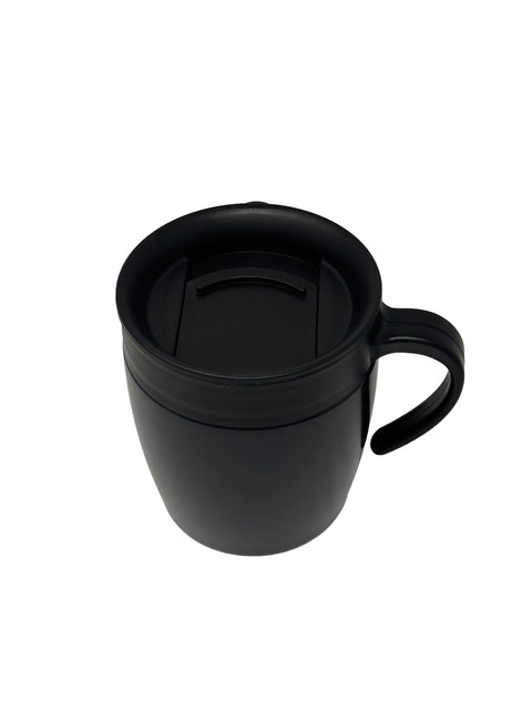 Black Insulated Travel Mug with Handle | Stainless Steel Commuter Coffee Mug with Sliding Lid