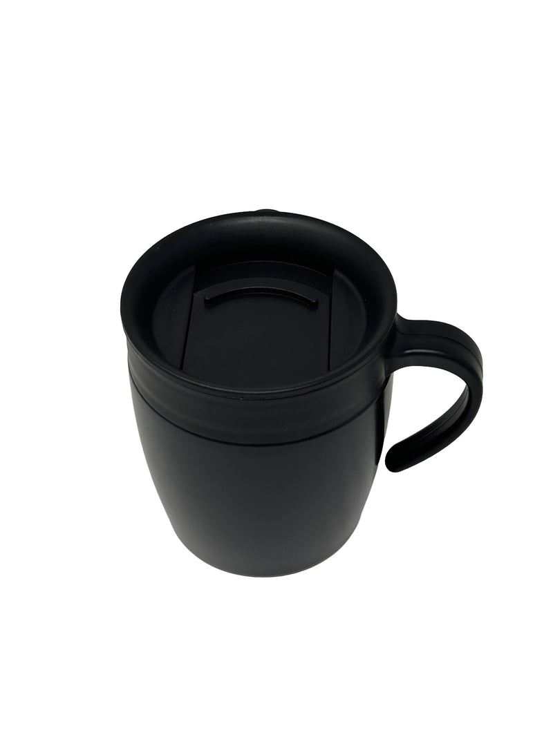 Black Insulated Travel Mug with Handle | Stainless Steel Commuter Coffee Mug with Sliding Lid