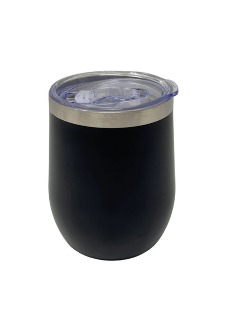 Black Matte Insulated Coffee Mug with Sliding Lid | Double Wall Stainless Steel Desk Mug 350 ml