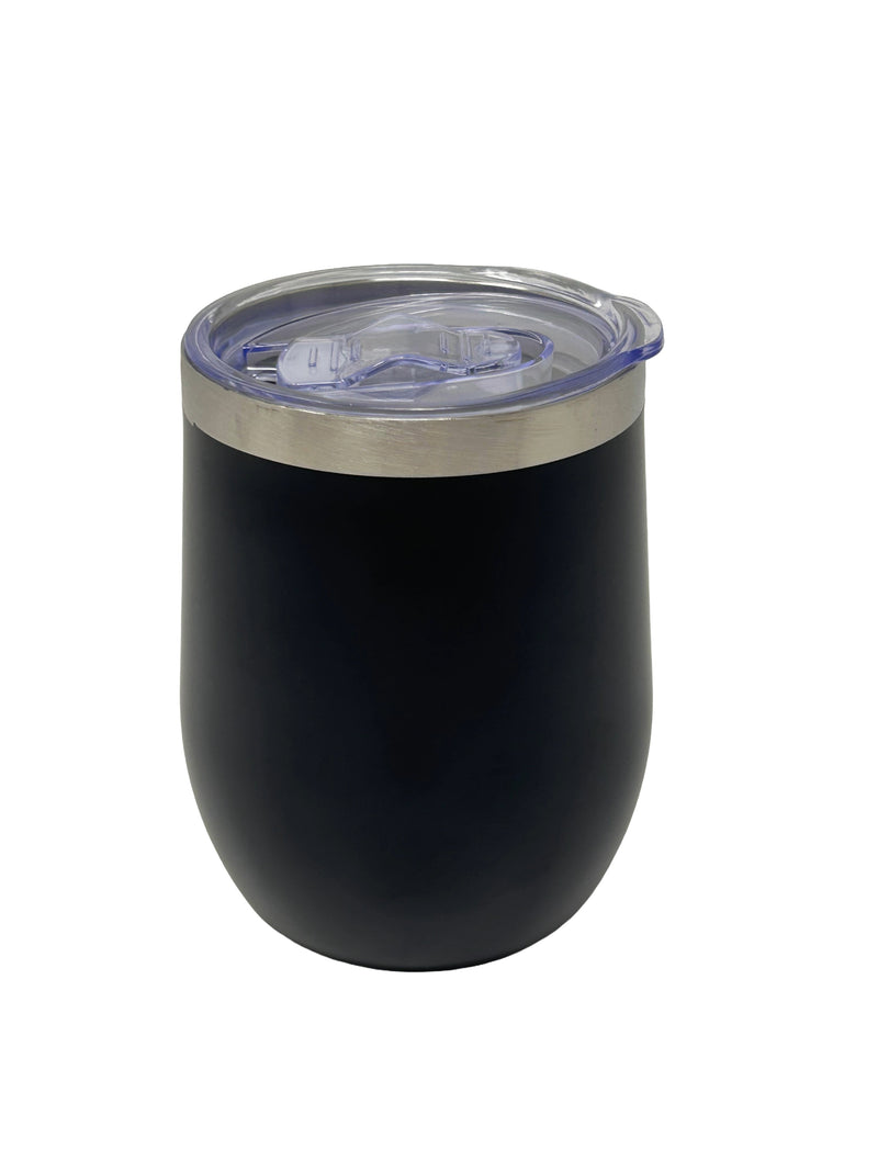 Black Matte Insulated Coffee Mug with Sliding Lid | Double Wall Stainless Steel Desk Mug 350 ml