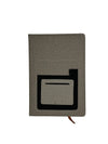 Modern Grey Linen-Textured Portfolio Notebook with Geometric Pocket