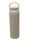 Matte Beige Insulated Water Bottle with Loop Lid | Double Wall Stainless Steel Flask | 500ML