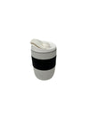 White Insulated Travel Coffee Cup with Tyre-Grip Silicone Band & Flip Lid | Compact Commuter Mug 350 ml