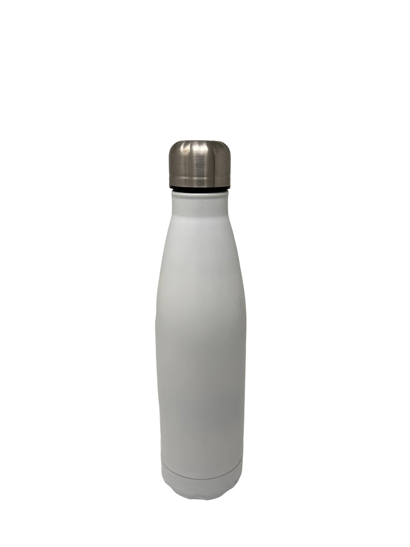White Stainless Steel Cola Shape Water Bottle | Vacuum Insulated Flask with Steel Cap | 500ml Customize