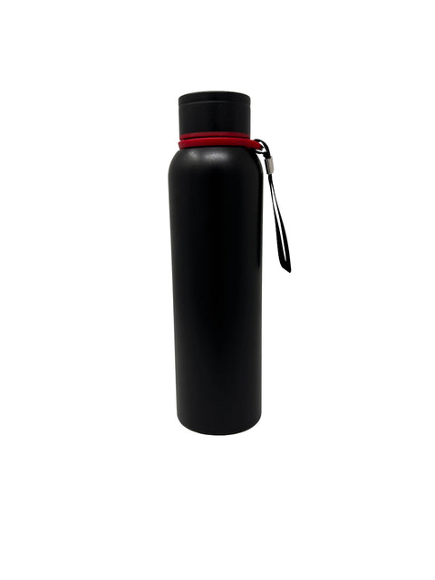Matte Black Stainless Steel Water Bottle with Red Wrist Strap | Insulated Bottle | 800ml