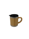 Bamboo Insulated Coffee Mug with Bamboo Handle | Eco-Friendly Stainless Steel Inner Desk Mug with Black Lid 350 ml