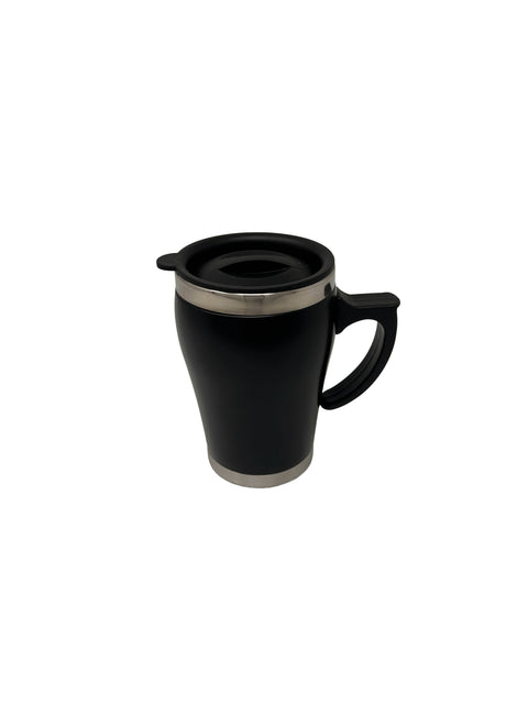 Black Insulated Travel Mug with Handle | Stainless Steel Commuter Coffee Mug with Sliding Lid