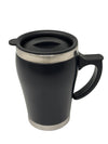 Black Insulated Travel Mug with Handle | Stainless Steel Commuter Coffee Mug with Sliding Lid
