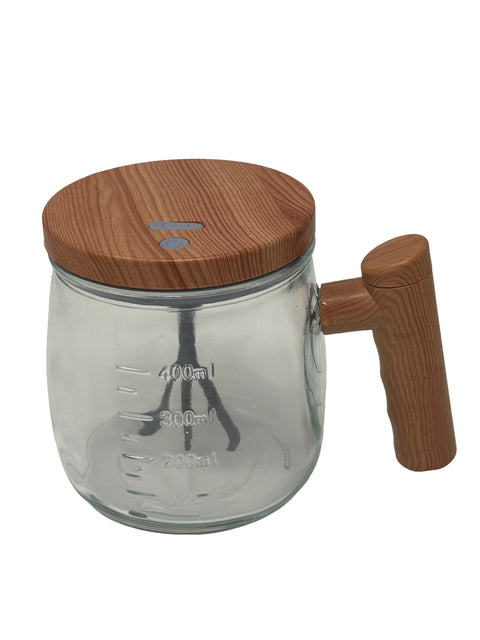 Clear Borosilicate Glass Mug 500ml with Wood-Finish Lid & Handle | Measured Glass Coffee Cup for Home & Office 500 ml