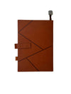 Premium Brown Leatherette Executive Diary Organizer with Geometric Design & Strap Closure