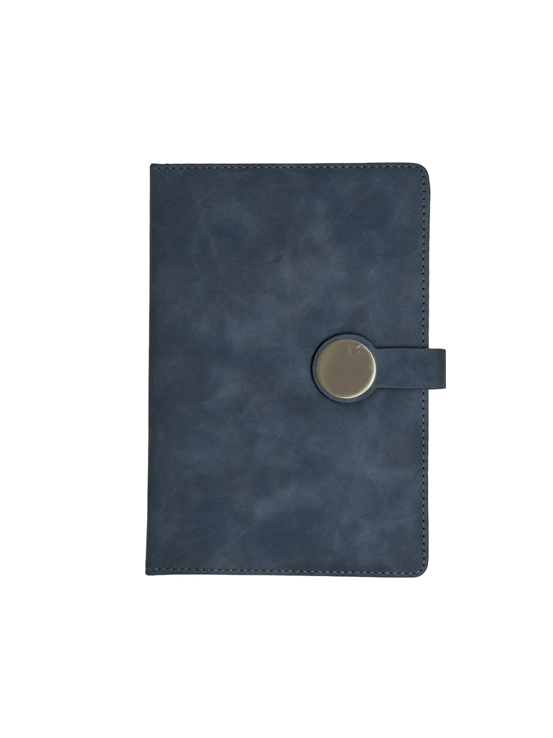 Premium Blue Leatherette Executive Diary Organizer with Metal Button Closure
