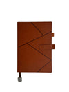 Premium Brown Leatherette Executive Diary Organizer with Geometric Design & Strap Closure