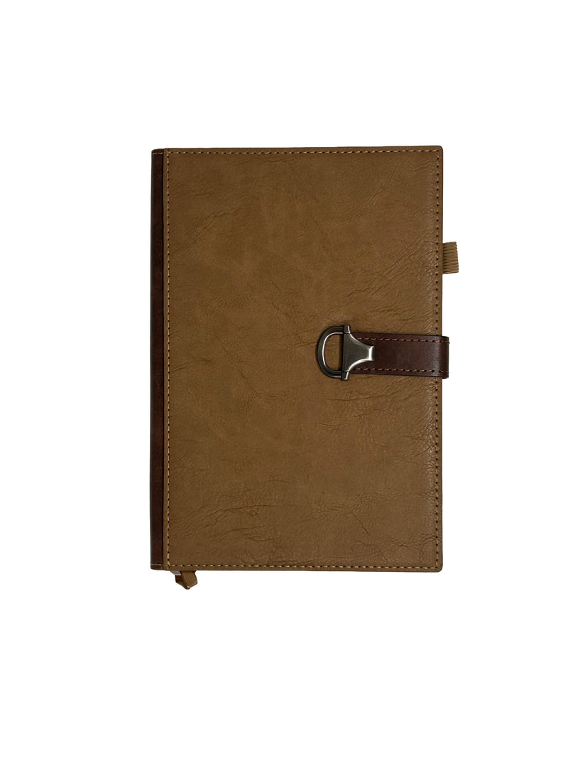 Premium Brown Leatherette Executive Diary Organizer with Metal Lock Closure