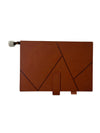 Premium Brown Leatherette Executive Diary Organizer with Geometric Design & Strap Closure